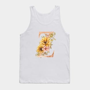 Watercolor sunflower bouquet monogram letter Z Tank Top